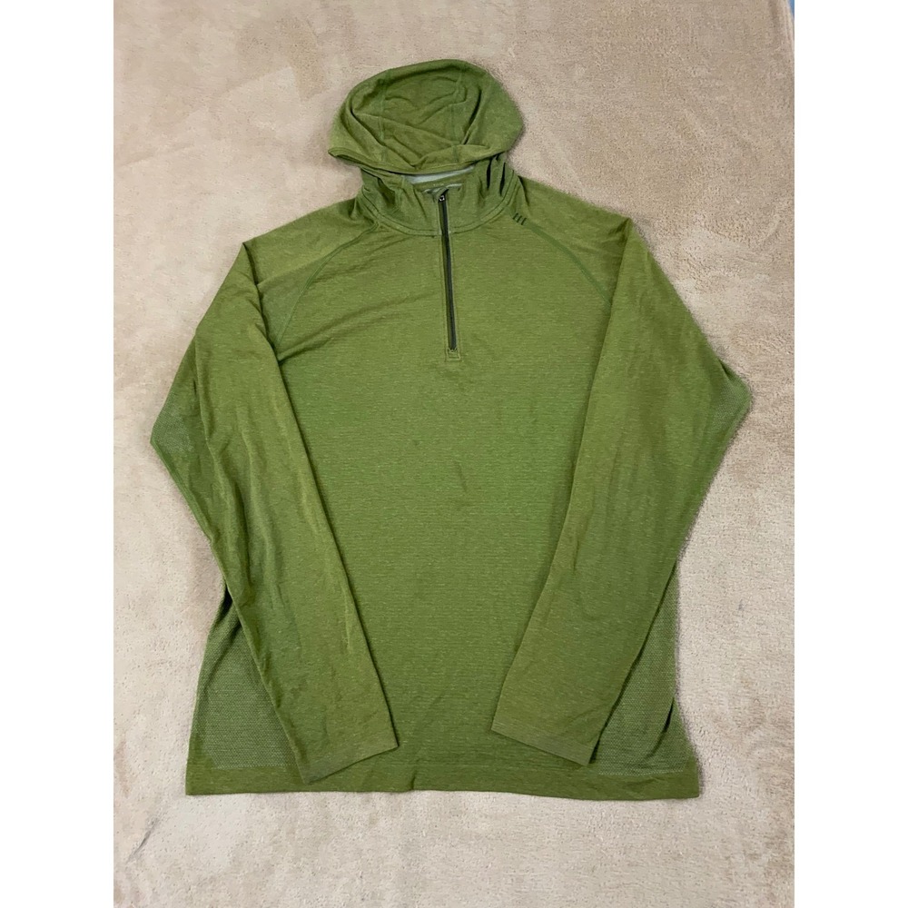 Lululemon Metal Vent Tech Half-Zip Hoodie Men  large Green Lightweight has stain